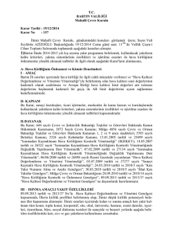 19.12.2014 Tarih, 157 Sayılı Mahalli &Ccedil;evre Kurulu