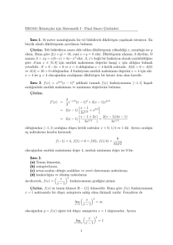 EKO161 İktisat&ccedil;ılar i&ccedil;in Matematik I