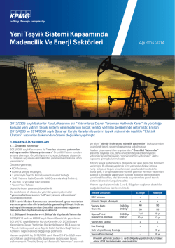 Madencilik ve Enerji Sektorleri Teşvik Sistemi