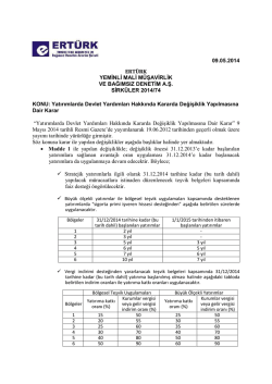 74-yatırımlarda devlet yardımları hakkında kararda değişiklik