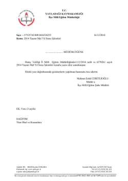 T.C. YAYLADAĞI KAYMAKAMLIĞI İl&ccedil;e Milli Eğitim M&uuml;d&uuml;rl&uuml;ğ&uuml; Sayı