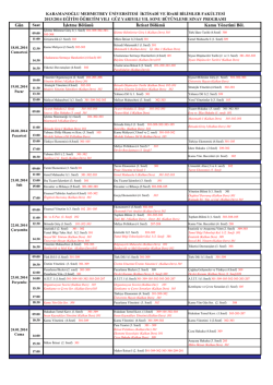 15.01.2014 B&uuml;t&uuml;nleme g&ouml;zetmen planı ve sınav programı