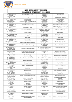 nbc secondary school academıc calendar 2014-2015