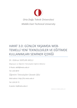 Seminer Notları - &Ouml;ğretim Teknolojileri Destek Ofisi