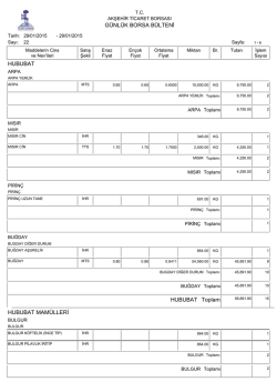 GENEL TOPLAM: - Akşehir Ticaret Borsası
