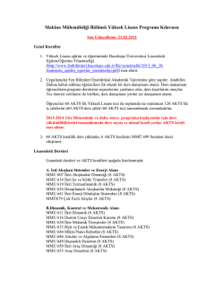 Makina M&uuml;hendisliği B&ouml;l&uuml;m&uuml; Y&uuml;ksek Lisans Programı Kılavuzu