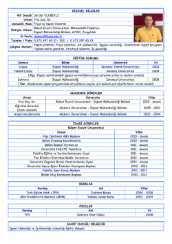 Adı Soyadı - İnşaat M&uuml;hendisliği B&ouml;l&uuml;m&uuml;