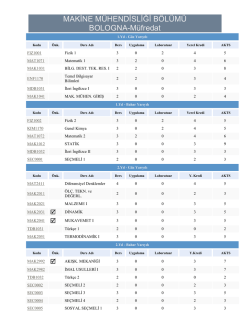 MAKİNE M&Uuml;HENDİSLİĞİ B&Ouml;L&Uuml;M&Uuml; BOLOGNA