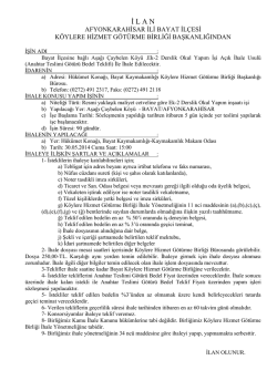 İhale ilanı için tıklayınız