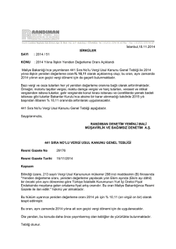 2014 Yılına İlişkin Yeniden Değerleme Oranı A&ccedil;ıklandı