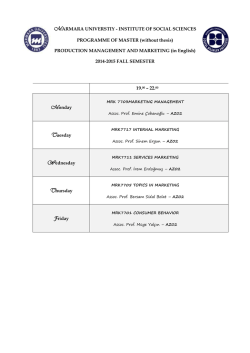 INSTITUTE OF SOCIAL SCIENCES PROGRAMME OF MAS