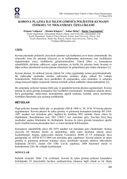 korona plazma ile işlem g&ouml;rm&uuml;ş poliester kumaşın fiziksel ve