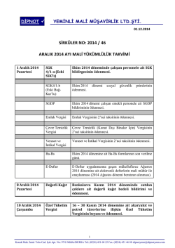 sırk 2014-46 aralık-2014 ayı mali y&uuml;k&uuml;ml&uuml;l&uuml;k takvimi hk.
