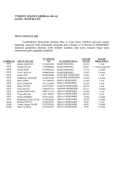 türkiye şeker fabrikaları aş