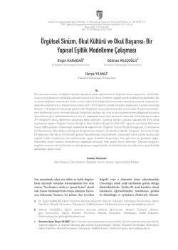 Örgütsel Sinizm, Okul Kültürü ve Okul Başarısı: Bir Yapısal