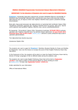 &Ouml;NEMLİ: ERASMUS Programından Yararlanmak İsteyen