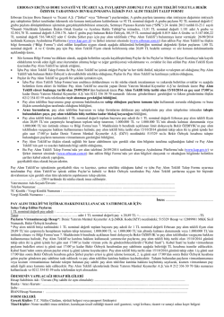 Erbosan Pay Alım Teklifi Talep Formu