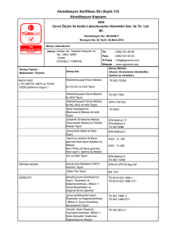 Akreditasyon Sertifikası Eki (Sayfa 1/3) Akreditasyon Kapsamı