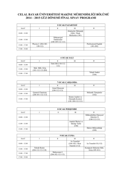 2014 - 2015 G&uuml;z Yarıyılı Final Programı