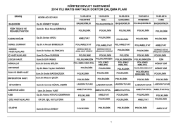 HAFTALIK DOKTOR &Ccedil;ALIŞMA PLANI.Krp