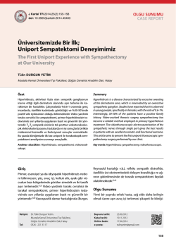 Uniport Sempatektomi Deneyimimiz