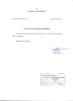 Senota Kararı - Uluslararası İlişkiler Birimi