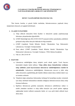 Deney Taleplerinde İzlenecek Yol İ&ccedil;in Tıklayınız.