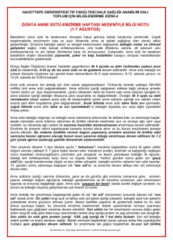 1-7 ağustos d&uuml;nya anne s&uuml;t&uuml;-emzirme haftası