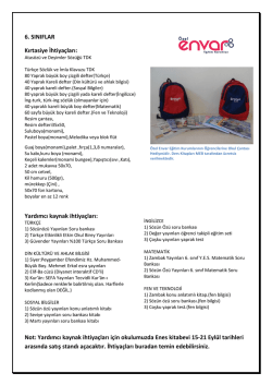 6. Sınıflar İhtiya&ccedil; Listesi