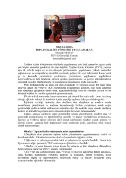 OKULLARDA TOPLAM KALİTE Y&Ouml;NETİMİ UYGULAMALARI