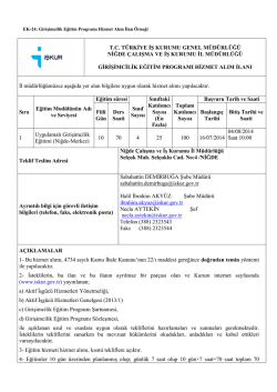 EK-24: Girişimcilik Eğitim Programı Hizmet Alım İlan &Ouml;rneği