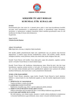 kırşehir ticaret borsası kurumsal etik kuralları