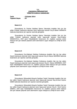 18.02.2014 Tarihli Y&ouml;netim Kurulu Kararları
