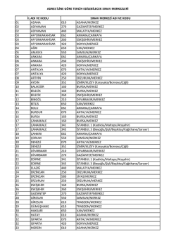adres iline g&ouml;re tercih edilebilecek sınav merkezleri 01 adana 010