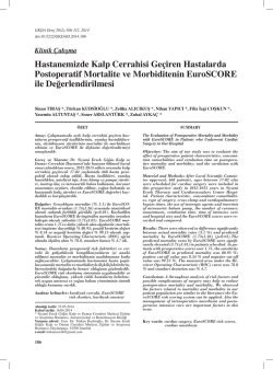 Hastanemizde Kalp Cerrahisi Ge&ccedil;iren Hastalarda