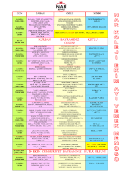 Ekim 2014 Yemek Listesi