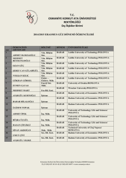 2014-2015 Erasmus G&uuml;z D&ouml;nemi &Ouml;ğrencilerimiz