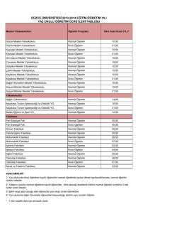 Yaz Okulu &Uuml;cretleri