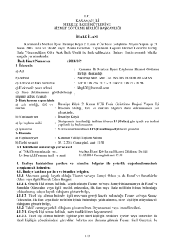 İhsaniye K&ouml;y&uuml; 2. Kısım Y&Uuml;S Tesis Geliştirme Projesi Yapım İşi