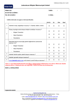Laboratuvar M&uuml;şteri Memnuniyeti Değerlendirme Formu