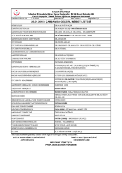28.01.2015 / &ccedil;arşamba ge&ccedil;erli n&ouml;bet listesi