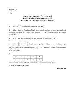 AD SOYAD: NO: NECMETTİN ERBAKAN &Uuml;NİVERSİTESİ