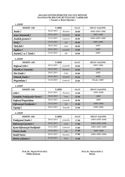 Analiz I Soyut Matematik I Analitik Geometri I Fizik I T&uuml;rk Dili I