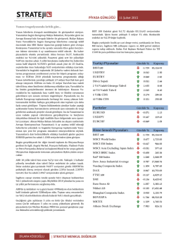 PİYASA G&Uuml;NL&Uuml;Ğ&Uuml; 10 Şubat 2015 | STRATEJİ MENKUL DEĞERLER