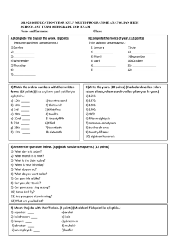 2013-2014 EDUCATION YEAR KULP MULTI-PROGRAMME