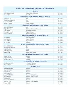 İDARİ VE MALİ İŞLER DAİRESİ BAŞKANLIĞI TELEFON REHBERİ