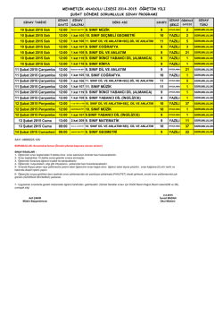 10 Şubat 2015 Salı 12:00 Zemin kat Z11 9. SINIF MÜZİK 9 2 10