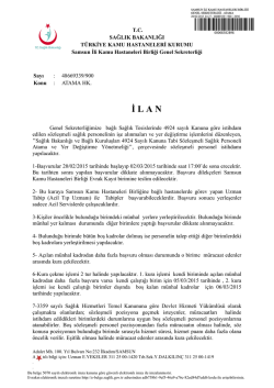 İ L A N - Samsun İli Kamu Hastaneleri Birliği Genel Sekreterliği