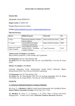 CV - Uluslararası Lojistik Y&ouml;netimi B&ouml;l&uuml;m&uuml;