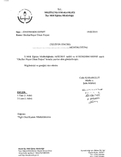 İl&ccedil;e Milli Eğitim M&uuml;d&uuml;rl&uuml;ğ&uuml; Yazısı